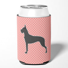 Load image into Gallery viewer, Great Dane Checkerboard Pink Can or Bottle Hugger BB3675CC