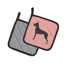 Load image into Gallery viewer, Great Dane Checkerboard Pink Pot Holders - Set of 2 - Heat-Resistant Kitchen Essentials BB3675PTHD