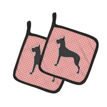 Load image into Gallery viewer, Great Dane Checkerboard Pink Pot Holders - Set of 2 - Heat-Resistant Kitchen Essentials BB3675PTHD