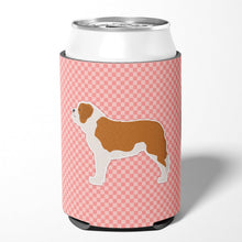 Load image into Gallery viewer, Saint Bernard Checkerboard Pink Can or Bottle Hugger BB3676CC