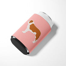 Load image into Gallery viewer, Saint Bernard Checkerboard Pink Can or Bottle Hugger BB3676CC