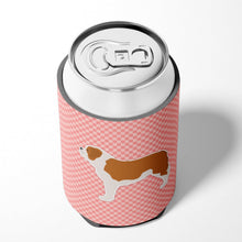 Load image into Gallery viewer, Saint Bernard Checkerboard Pink Can or Bottle Hugger BB3676CC