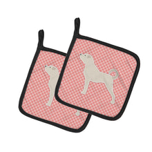 Load image into Gallery viewer, Anatolian Shepherd Checkerboard Pink Pot Holders - Set of 2 - Heat-Resistant Kitchen Essentials BB3677PTHD