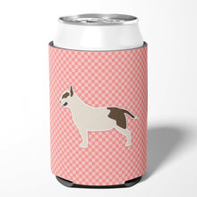 Load image into Gallery viewer, Bull Terrier Checkerboard Pink Can or Bottle Hugger BB3678CC