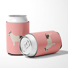 Load image into Gallery viewer, Bull Terrier Checkerboard Pink Can or Bottle Hugger BB3678CC