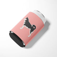 Load image into Gallery viewer, Siberian Husky Checkerboard Pink Can or Bottle Hugger BB3680CC