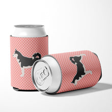 Load image into Gallery viewer, Siberian Husky Checkerboard Pink Can or Bottle Hugger BB3680CC