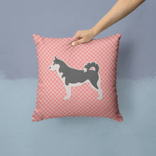 Load image into Gallery viewer, Siberian Husky Checkerboard Pink Throw Pillow - 14x14 Decorative Pillow – Art for Your Home &amp; Patio BB3680PW1414