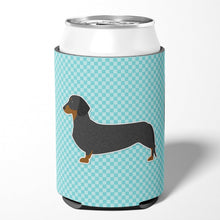 Load image into Gallery viewer, Dachshund  Checkerboard Blue Can or Bottle Hugger BB3682CC