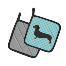 Load image into Gallery viewer, Dachshund  Checkerboard Blue Pot Holders - Set of 2 - Heat-Resistant Kitchen Essentials BB3682PTHD