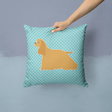 Load image into Gallery viewer, Cocker Spaniel  Checkerboard Blue Throw Pillow - 14x14 Decorative Pillow – Art for Your Home &amp; Patio BB3686PW1414