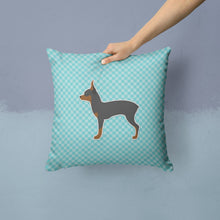 Load image into Gallery viewer, Toy Fox Terrier  Checkerboard Blue Throw Pillow - 14x14 Decorative Pillow – Art for Your Home &amp; Patio BB3687PW1414