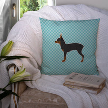 Load image into Gallery viewer, Toy Fox Terrier  Checkerboard Blue Throw Pillow - 14x14 Decorative Pillow – Art for Your Home &amp; Patio BB3687PW1414
