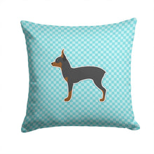 Load image into Gallery viewer, Toy Fox Terrier  Checkerboard Blue Throw Pillow - 14x14 Decorative Pillow – Art for Your Home &amp; Patio BB3687PW1414