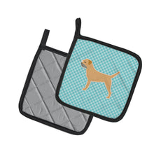 Load image into Gallery viewer, Border Terrier  Checkerboard Blue Pot Holders - Set of 2 - Heat-Resistant Kitchen Essentials BB3689PTHD