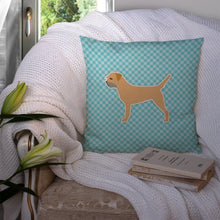 Load image into Gallery viewer, Border Terrier  Checkerboard Blue Throw Pillow - 14x14 Decorative Pillow – Art for Your Home &amp; Patio BB3689PW1414