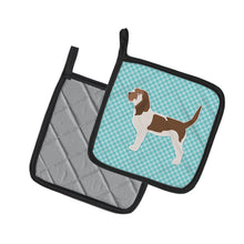 Load image into Gallery viewer, Grand Basset Griffon Vendeen  Checkerboard Blue Pot Holders - Set of 2 - Heat-Resistant Kitchen Essentials BB3690PTHD