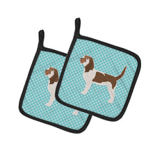 Load image into Gallery viewer, Grand Basset Griffon Vendeen  Checkerboard Blue Pot Holders - Set of 2 - Heat-Resistant Kitchen Essentials BB3690PTHD