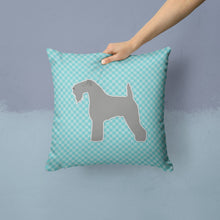 Load image into Gallery viewer, Kerry Blue Terrier  Checkerboard Blue Throw Pillow - 14x14 Decorative Pillow – Art for Your Home &amp; Patio BB3692PW1414