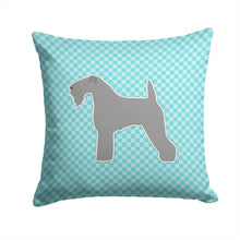 Load image into Gallery viewer, Kerry Blue Terrier  Checkerboard Blue Throw Pillow - 14x14 Decorative Pillow – Art for Your Home &amp; Patio BB3692PW1414