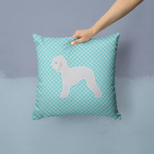 Load image into Gallery viewer, Bedlington Terrier  Checkerboard Blue Throw Pillow - 14x14 Decorative Pillow – Art for Your Home &amp; Patio BB3694PW1414