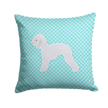Load image into Gallery viewer, Bedlington Terrier  Checkerboard Blue Throw Pillow - 14x14 Decorative Pillow – Art for Your Home &amp; Patio BB3694PW1414