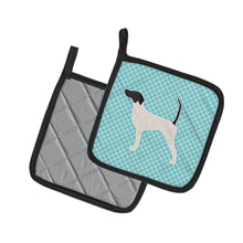 Load image into Gallery viewer, English Pointer  Checkerboard Blue Pot Holders - Set of 2 - Heat-Resistant Kitchen Essentials BB3695PTHD