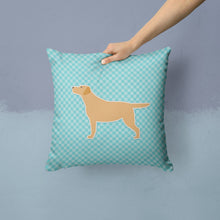 Load image into Gallery viewer, Yellow Labrador Retriever  Checkerboard Blue Throw Pillow - 14x14 Decorative Pillow – Art for Your Home &amp; Patio BB3697PW1414