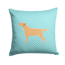 Load image into Gallery viewer, Yellow Labrador Retriever  Checkerboard Blue Throw Pillow - 14x14 Decorative Pillow – Art for Your Home &amp; Patio BB3697PW1414