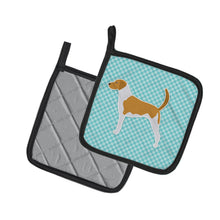 Load image into Gallery viewer, American Foxhound  Checkerboard Blue Pot Holders - Set of 2 - Heat-Resistant Kitchen Essentials BB3698PTHD