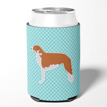 Load image into Gallery viewer, Borzoi Russian Greyhound  Checkerboard Blue Can or Bottle Hugger BB3699CC