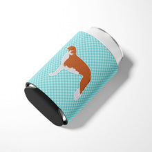 Load image into Gallery viewer, Borzoi Russian Greyhound  Checkerboard Blue Can or Bottle Hugger BB3699CC