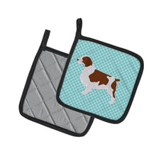 Load image into Gallery viewer, Welsh Springer Spaniel  Checkerboard Blue Pot Holders - Set of 2 - Heat-Resistant Kitchen Essentials BB3700PTHD