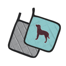Load image into Gallery viewer, American Water Spaniel  Checkerboard Blue Pot Holders - Set of 2 - Heat-Resistant Kitchen Essentials BB3701PTHD