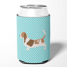 Load image into Gallery viewer, Basset Hound  Checkerboard Blue Can or Bottle Hugger BB3702CC