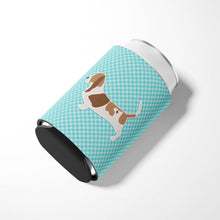 Load image into Gallery viewer, Basset Hound  Checkerboard Blue Can or Bottle Hugger BB3702CC