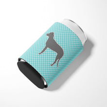 Load image into Gallery viewer, Irish Wolfhound  Checkerboard Blue Can or Bottle Hugger BB3703CC