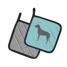Load image into Gallery viewer, Irish Wolfhound  Checkerboard Blue Pot Holders - Set of 2 - Heat-Resistant Kitchen Essentials BB3703PTHD