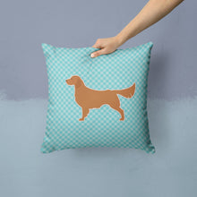 Load image into Gallery viewer, Golden Retriever  Checkerboard Blue Throw Pillow - 14x14 Decorative Pillow – Art for Your Home &amp; Patio BB3704PW1414