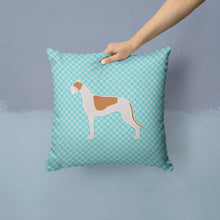 Load image into Gallery viewer, Greyhound  Checkerboard Blue Throw Pillow - 14x14 Decorative Pillow – Art for Your Home &amp; Patio BB3705PW1414