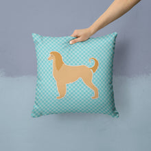 Load image into Gallery viewer, Afghan Hound  Checkerboard Blue Throw Pillow - 14x14 Decorative Pillow – Art for Your Home &amp; Patio BB3706PW1414