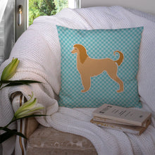 Load image into Gallery viewer, Afghan Hound  Checkerboard Blue Throw Pillow - 14x14 Decorative Pillow – Art for Your Home &amp; Patio BB3706PW1414