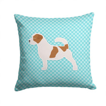 Load image into Gallery viewer, Jack Russell Terrier  Checkerboard Blue Throw Pillow - 14x14 Decorative Pillow – Art for Your Home &amp; Patio BB3707PW1414
