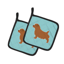 Load image into Gallery viewer, Norfolk Terrier  Checkerboard Blue Pot Holders - Set of 2 - Heat-Resistant Kitchen Essentials BB3709PTHD