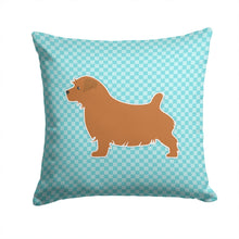 Load image into Gallery viewer, Norfolk Terrier  Checkerboard Blue Throw Pillow - 14x14 Decorative Pillow – Art for Your Home &amp; Patio BB3709PW1414