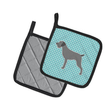 Load image into Gallery viewer, German Wirehaired Pointer Checkerboard Blue Pot Holders - Set of 2 - Heat-Resistant Kitchen Essentials BB3711PTHD