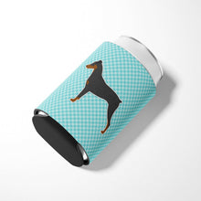 Load image into Gallery viewer, German Pinscher Checkerboard Blue Can or Bottle Hugger BB3713CC
