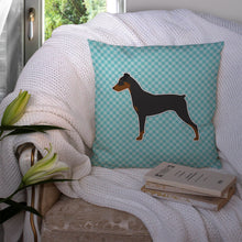 Load image into Gallery viewer, German Pinscher Checkerboard Blue Throw Pillow - 14x14 Decorative Pillow – Art for Your Home &amp; Patio BB3713PW1414