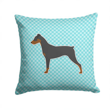 Load image into Gallery viewer, German Pinscher Checkerboard Blue Throw Pillow - 14x14 Decorative Pillow – Art for Your Home &amp; Patio BB3713PW1414