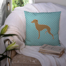 Load image into Gallery viewer, Italian Greyhound Checkerboard Blue Throw Pillow - 14x14 Decorative Pillow – Art for Your Home &amp; Patio BB3714PW1414